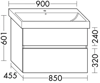sanibel-Waschtisch-Unterbau FLEX PLUS WYAS085 850mm breit Schubl/Auszug Weiß Matt Lack – Bild 2