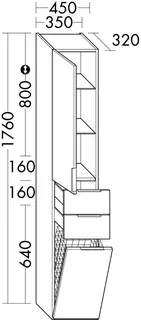 sanibel-Hochschrank 2.0 FLEX HS3549L links 350x1760mm Basaltgrau – Bild 3