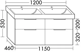 sanibel-Waschtisch-Unterbau 2.0 FLEX WVLF115 1150mm 2 Schubl/2 Auszüge Basaltgrau – Bild 2