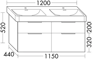 sanibel-Waschtisch-Unterbau 2.0 FLEX WXBD115 1150mm 2 Schubl/2 Auszüge Basaltgrau – Bild 2