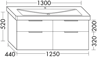 sanibel-Waschtisch-Unterbau 2.0 FLEX WVLO125 1250mm 2 Schubl/2 Auszüge Basaltgrau – Bild 2