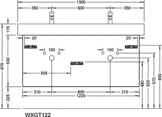 sanibel-Waschtisch-Unterbau 2.0 FLEX WXGT122 1220mm 2 Schubl/2 Auszüge Basaltgrau – Bild 3