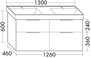 sanibel-Waschtisch-Unterbau 2.0 FLEX SGXC126 1260mm 2 Schubl/2 Auszüge Weiß Matt – Bild 2