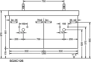 sanibel-Waschtisch-Unterbau 2.0 FLEX SGXC126 1260mm 2 Schubl/2 Auszüge Weiß Glänzend – Bild 3