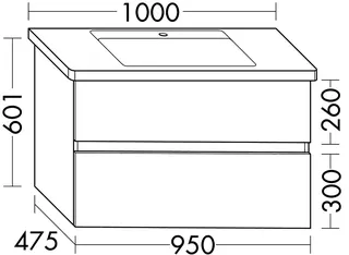 sanibel-Waschtisch-Unterbau FLEX PLUS WYAN095 950mm breit Schubl/Auszug SalbeigrauLack – Bild 2