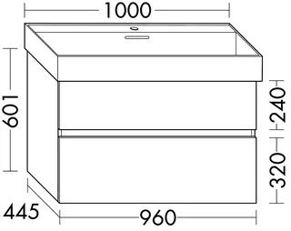 sanibel-Waschtisch-Unterbau FLEX PLUS WYBB096 960mm breit Schubl/Auszug Schilf Lack – Bild 2