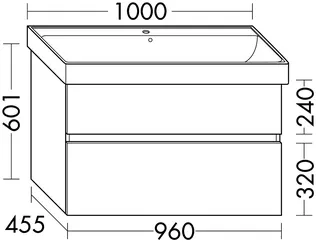 sanibel-Waschtisch-Unterbau FLEX PLUS WYBJ096 960mm breit Schubl/Auszug DunkelgrauLack – Bild 2