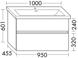 sanibel-Waschtisch-Unterbau FLEX PLUS WYBN095 950mm breit Schubl/Auszug Anthrazit Lack – Bild 2