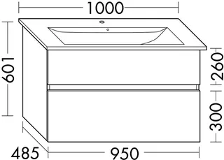 sanibel-Waschtisch-Unterbau FLEX PLUS WYBO095 950mm breit Schubl/Auszug SalbeigrauLack – Bild 2