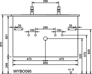 sanibel-Waschtisch-Unterbau FLEX PLUS WYBO095 950mm breit Schubl/Auszug Anthrazit Lack – Bild 3