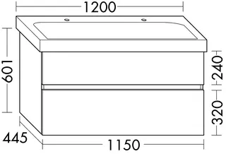 sanibel-Waschtisch-Unterbau FLEX PLUS WYAQ115 1150mm breit Schubl/Auszug WeißMatt Lack – Bild 2