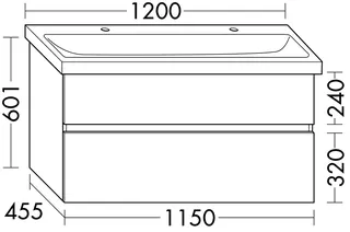sanibel-Waschtisch-Unterbau FLEX PLUS WYAY115 1150mm Schubl/Auszug Anthrazit Lack – Bild 2