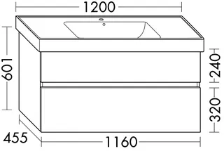 sanibel-Waschtisch-Unterbau FLEX PLUS WYBK116 1160mm Schubl/Auszug Anthrazit Lack – Bild 2