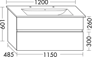 sanibel-Waschtisch-Unterbau FLEX PLUS WYBO115 1150mm Schubl/Auszug DunkelgrauLack – Bild 2