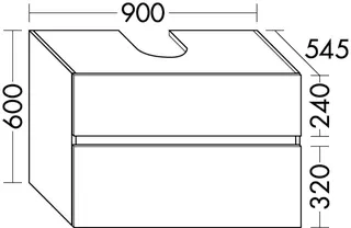 sanibel-Waschtisch-Unterbau FLEX PLUS WYBP090 zu Konsole 900x600x545mm Basaltgrau – Bild 2