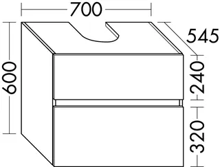 sanibel-Waschtisch-Unterbau FLEX PLUS WYBP070 zu Konsole 700x600x545mm Schilf Lack – Bild 2