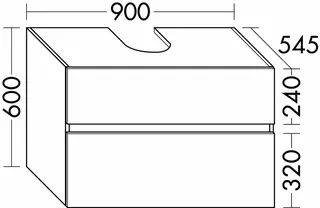 sanibel-Waschtisch-Unterbau FLEX PLUS WYBP090 zu Konsole 900x600x545mm Salbeigrau Lack – Bild 2