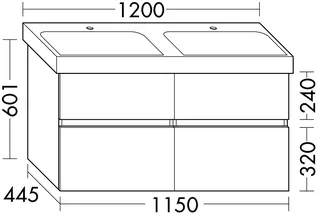 sanibel-Waschtisch-Unterbau FLEX PLUS SGXD115 1150mm 2 Schubl/2 Auszüge Weiß Matt – Bild 2