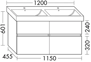 sanibel-Waschtisch-Unterbau FLEX PLUS SGXE115 1150mm 2 Schubl/2 Auszüge Weiß Matt – Bild 2