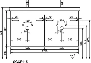 sanibel-Waschtisch-Unterbau FLEX PLUS SGXF115 1150mm 2 Schubl/2 Auszüge EicheCashmere – Bild 3