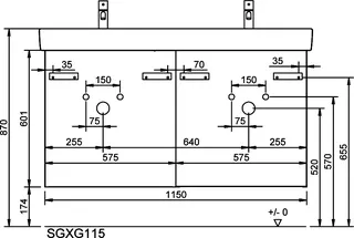 sanibel-Waschtisch-Unterbau FLEX PLUS SGXG115 1150mm 2 Schubl/2 Auszüge EicheCashmere – Bild 3