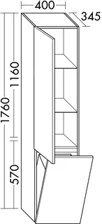 sanibel-Hochschrank FLEX PLUS HSPG040L links 400x1760mm Anthrazit Lack – Bild 2