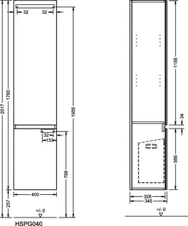 sanibel-Hochschrank FLEX PLUS HSPG040R rechts 400x1760mm Salbeigrau Lack – Bild 3