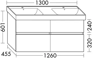 sanibel-Waschtisch-Unterbau FLEX PLUS SGXH126 1260mm 2 Schubl/2 Auszüge Weiß Matt – Bild 2