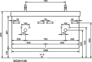 sanibel-Waschtisch-Unterbau FLEX PLUS SGXH126 1260mm 2 Schubl/2 Auszüge Weiß Matt – Bild 3