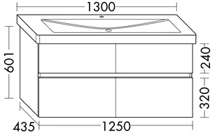 sanibel-Waschtisch-Unterbau FLEX PLUS SGXI125 1250mm 2 Schubl/2 Auszüge Eiche Urban – Bild 2