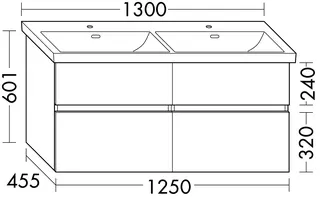 sanibel-Waschtisch-Unterbau FLEX PLUS SGXJ125 1250mm 2 Schubl/2 Auszüge Eiche Cashmere – Bild 2