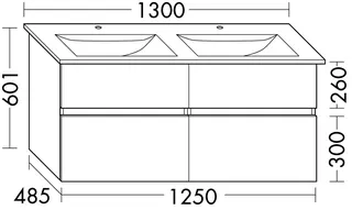 sanibel-Waschtisch-Unterbau FLEX PLUS SGXK125 1250mm 2 Schubl/2 Auszüge Basaltgrau – Bild 2
