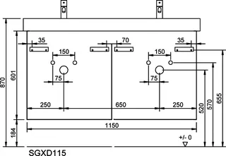 sanibel-Waschtisch-Unterbau FLEX PLUS SGXD115 1150mm 2 Schubl/2 Auszüge Anthrazit Lack – Bild 3
