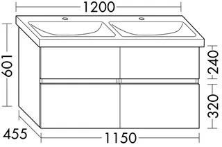 sanibel-Waschtisch-Unterbau FLEX PLUS SGXF115 1150mm 2 Schubl/2 Auszüge Schilf Lack – Bild 2