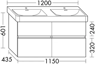 sanibel-Waschtisch-Unterbau FLEX PLUS SGXG115 1150mm 2 Schubl/2 Auszüge WeißMatt Lack – Bild 2