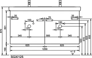 sanibel-Waschtisch-Unterbau FLEX PLUS SGXI125 1250mm 2 Schubl/2 Auszüge Anthrazit Lack – Bild 3