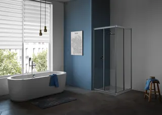 Koralle Eckdusche Schk TwiggyTop EDSTT2S R 90 860-880x1950 Silber matt ESG transparent – Bild 2