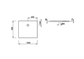 Koralle Duschwanne T400 100/90 Mineralguss rechteckig 900x1000x15 weiß m. Anti-Slip – Bild 3