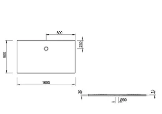 Koralle Duschwanne T400 160/90 Mineralguss re-eckig 900x1600x15 weiß mit Anti-Slip – Bild 3