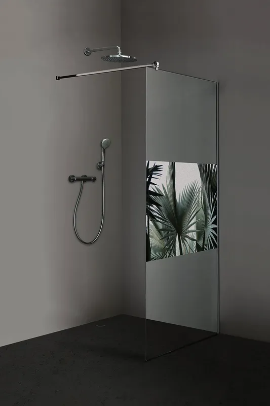 Inloop Color Series Palmblätter 1200x2100mm Beschlag chrom