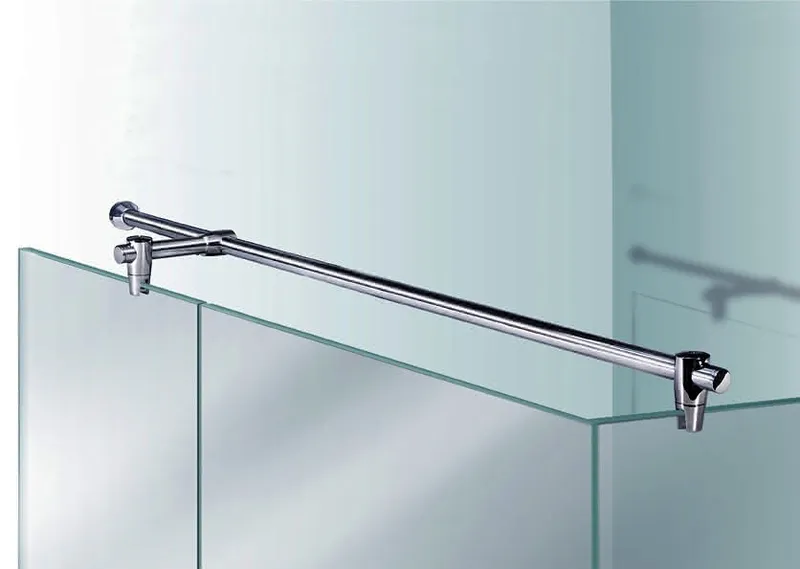 SP Haltestange eckig Glas Wand, T Stück chrom, 1500mm + T-Stk. 100 mm