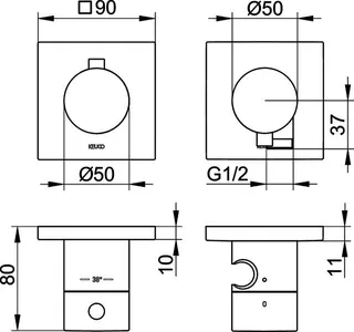 Keuco THM Set UP E11 51153, 2-W m.Schlauchan./Br.halt. verchr. – Bild 2