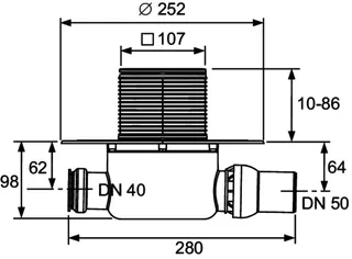 comfort-Ablaufset 122 Norm Seal System Univ. fl. Edelst. Rostrahmen – Bild 5