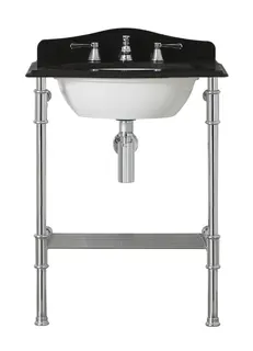 VA Metallo 61 Quartz Waschbeckenständer Quartz Top in Schwarz. 1 gebohrtes Loch