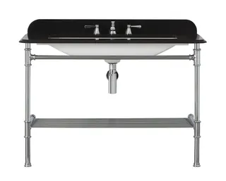 VA Metallo 113 Quartz Waschbeckenständer Quartz Top in Schwarz. 0 gebohrte Löcher