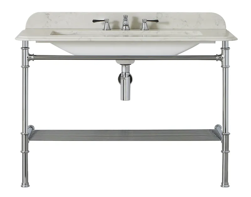 Vaillant Metallo 113 Quartz Waschbeckenständer Quartz Top in Weiß. 3 gebohrte Löcher
