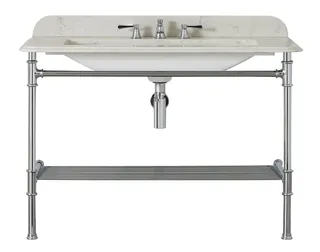 VA Metallo 113 Quartz Waschbeckenständer Quartz Top in Weiß. 0 gebohrte Löcher