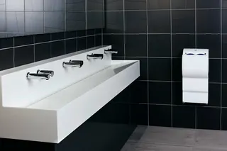 Ideal Standard Reihenwaschtisch Silhouette f.4 Pers. ohne Hahnloch ohne Überlauf 2400x470x200mm Weiß – Bild 2