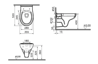 sanibel 3001-Wand-Tiefspülklosett A23 spülrandlos S-Flush runde Form weiß – Bild 2