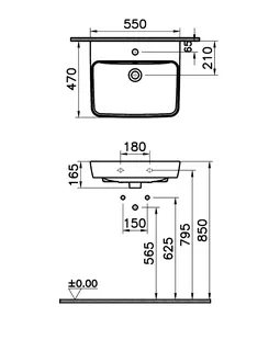 sanibel 3001-Waschtisch A23 eckige Form 550x470mm CLEAN unterbaufähig weiß – Bild 2